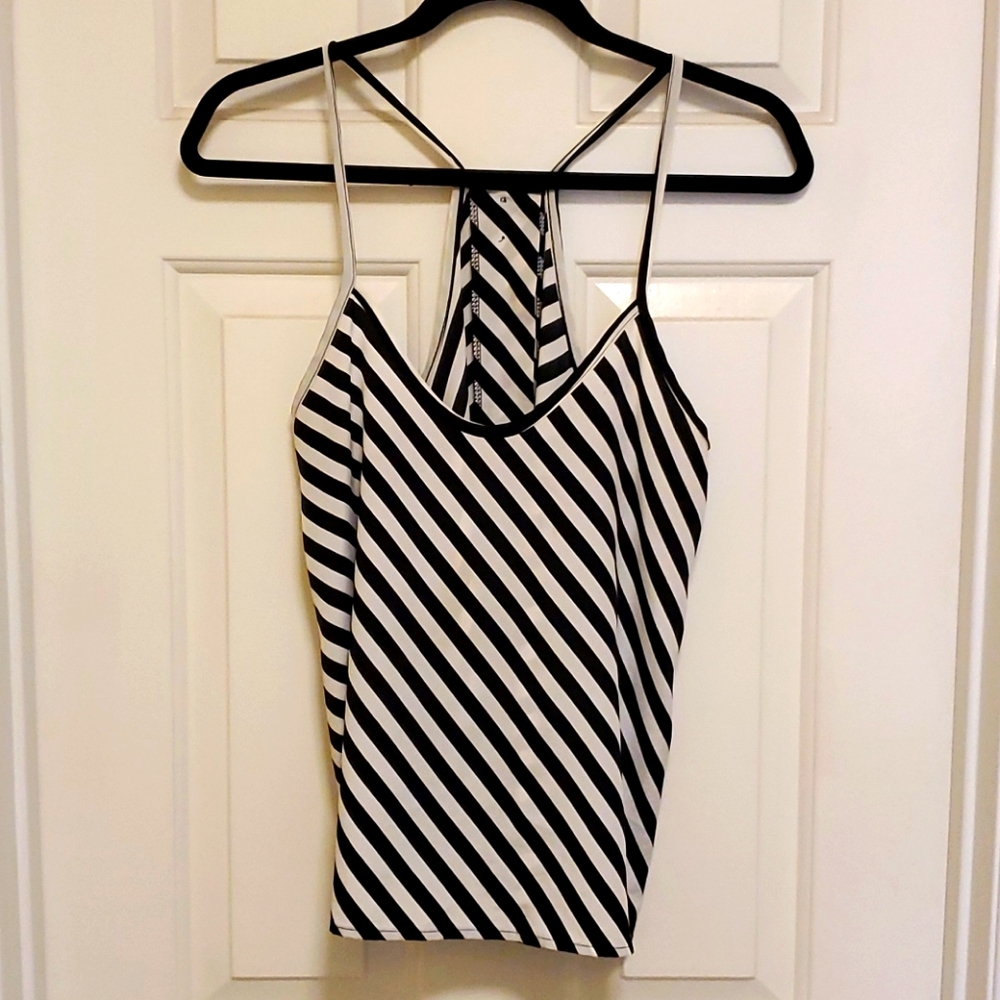 Foreign Exchange Striped T-back Tank Top